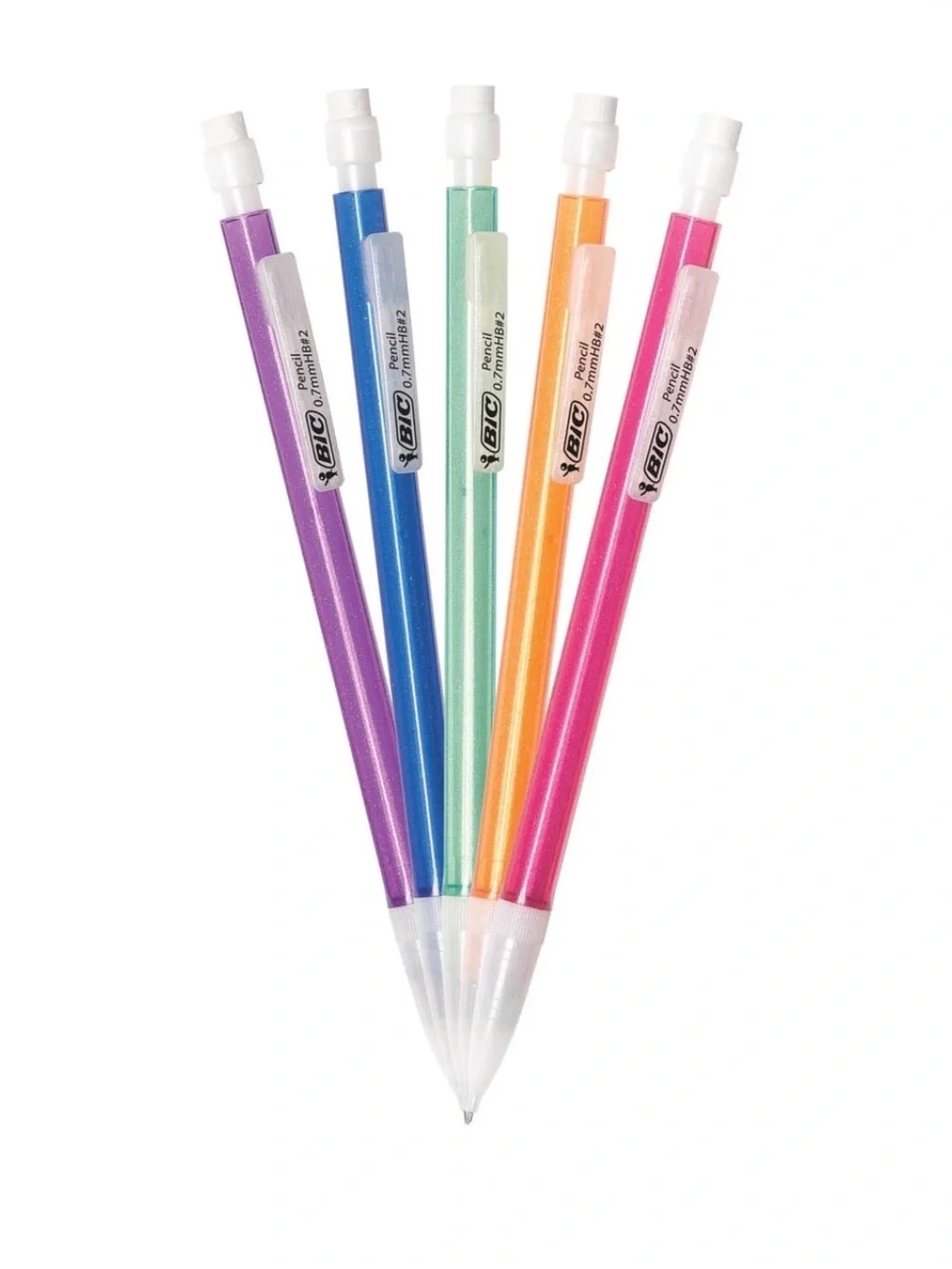🍭$6🍭 NEW BIC Xtra-Sparkle Number 2 Mechanical Pencils 0.7mm 10ct Multicolor